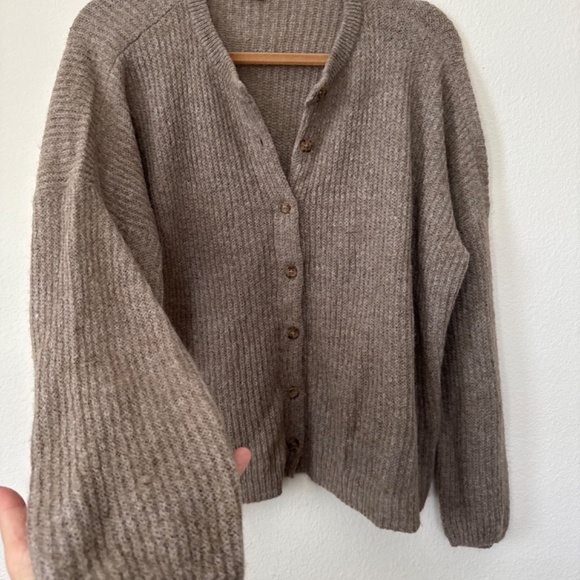 Madewell Bellaire Alpaca Blend Cardigan Tan Sweater M - Picture 8 of 8